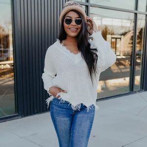 Pink lily white sweater